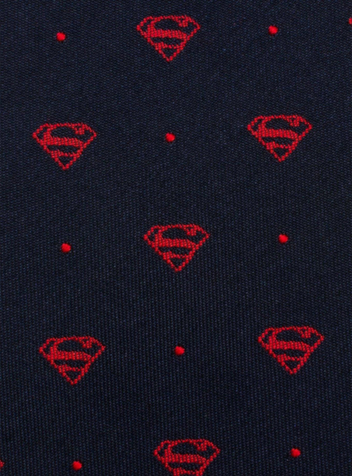 Corbata delgada Superman azul marino y roja