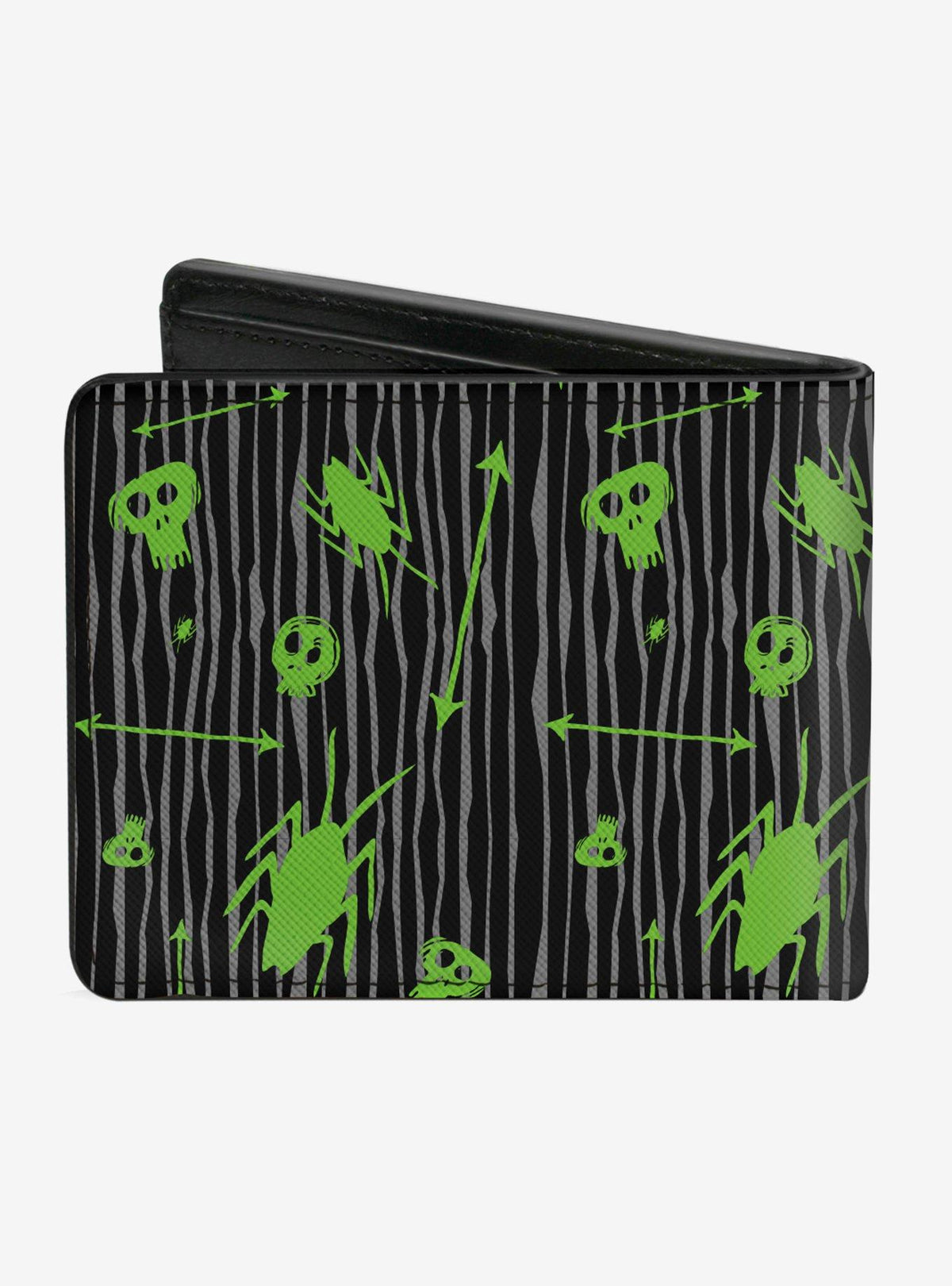 Billetera plegable Beetlejuice con doodles de cráneos de cucaracha