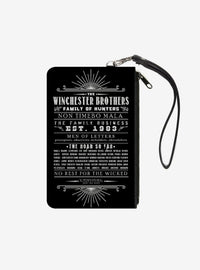 Billetera tipo clutch de Supernatural con frases