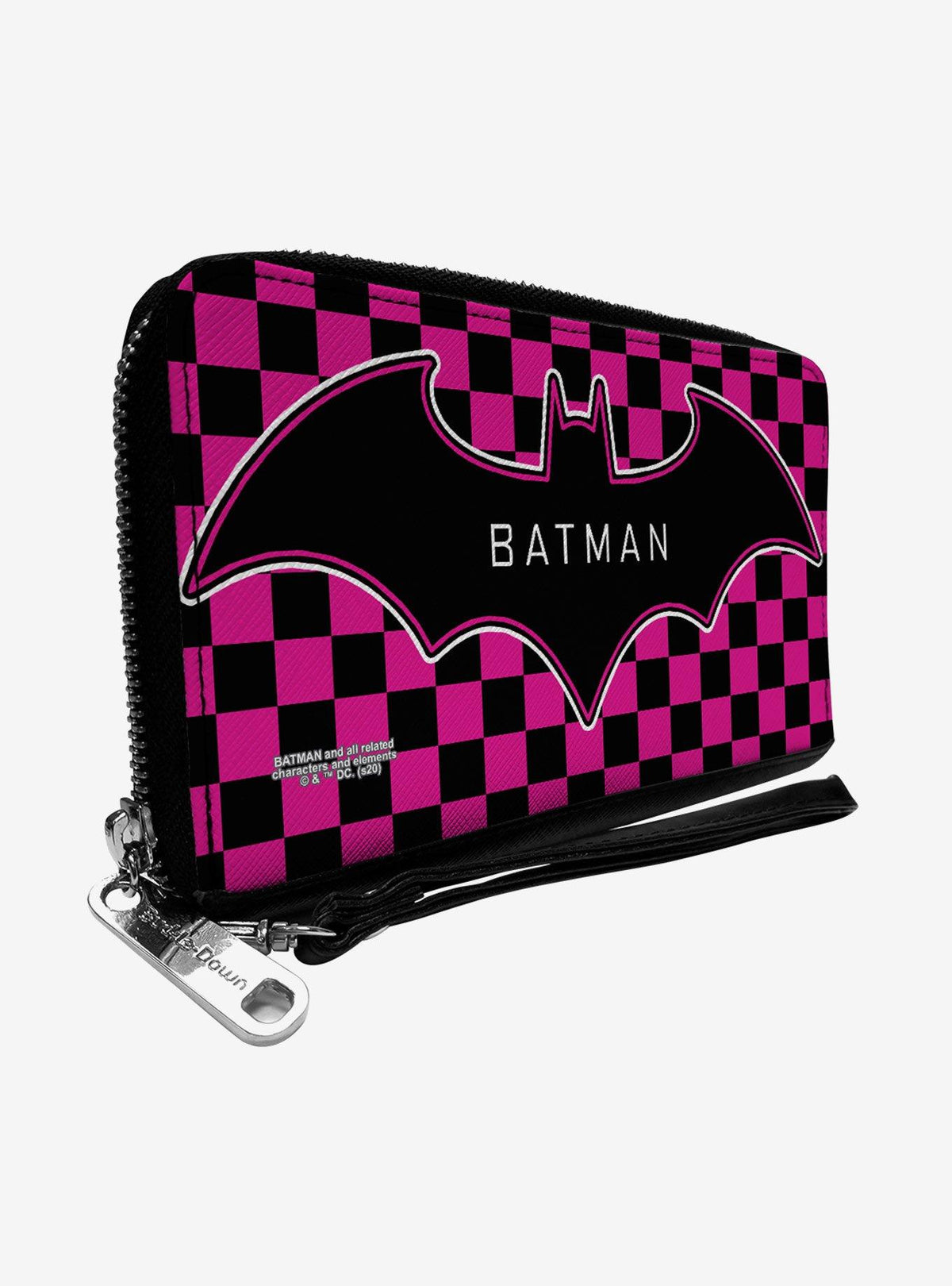 Billetera Batman con cierre perimetral, fucsia y negra