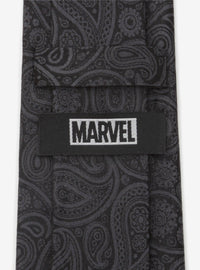 Corbata de seda negra Deadpool con diseño paisley