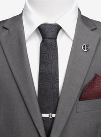 Corbata de seda negra Deadpool con diseño paisley
