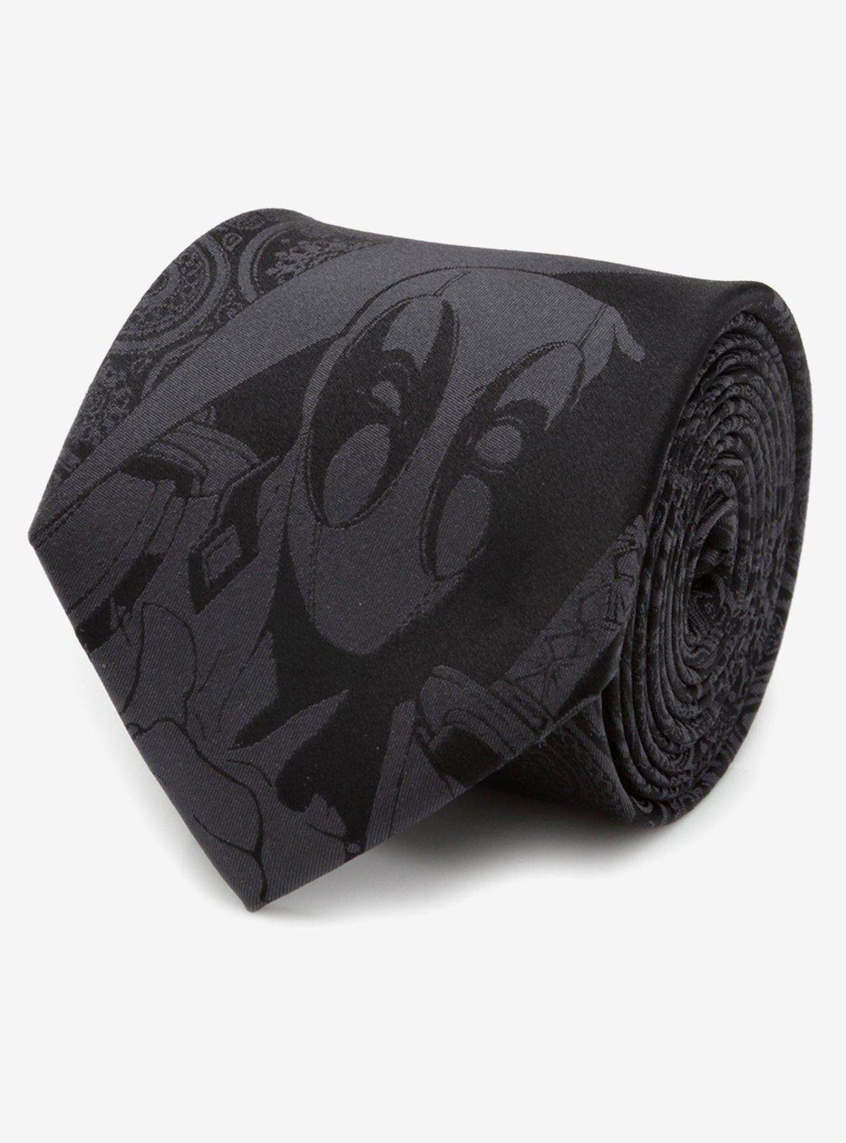 Corbata de seda negra Deadpool con diseño paisley