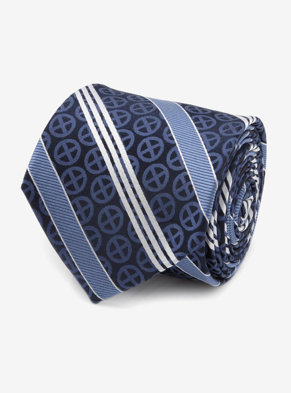 Corbata azul marino con símbolos de X-Men