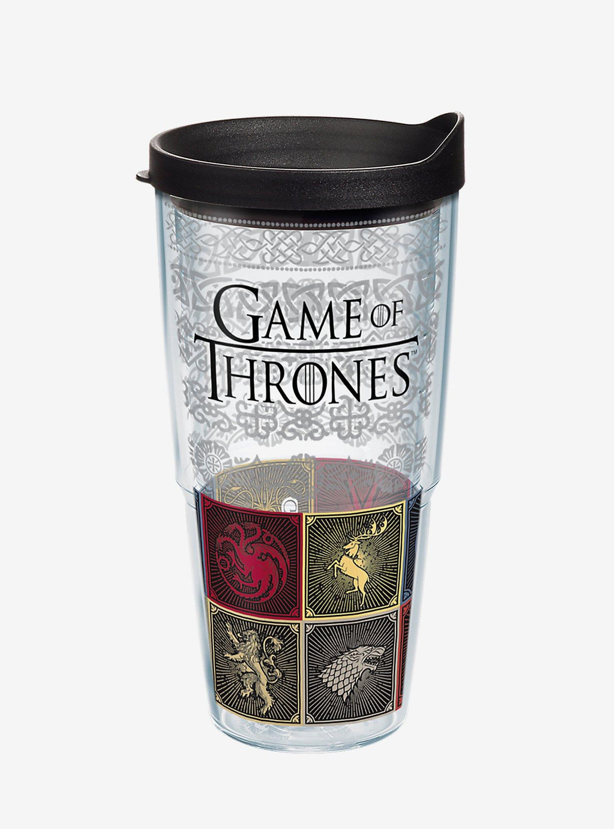 Vaso clásico Game of Thrones con escudos, 710 ml y tapa