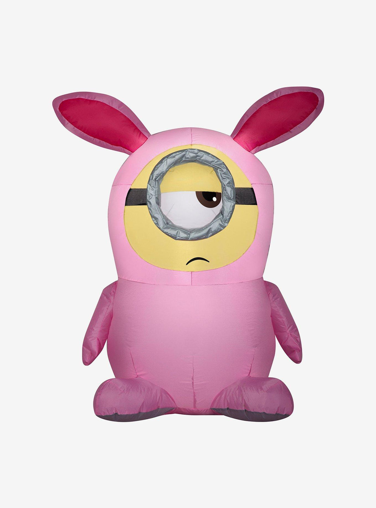 Minion Stuart inflable con traje de conejo rosado