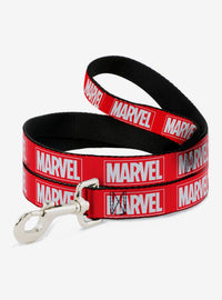 Correa para perro Marvel con logo rojo y blanco