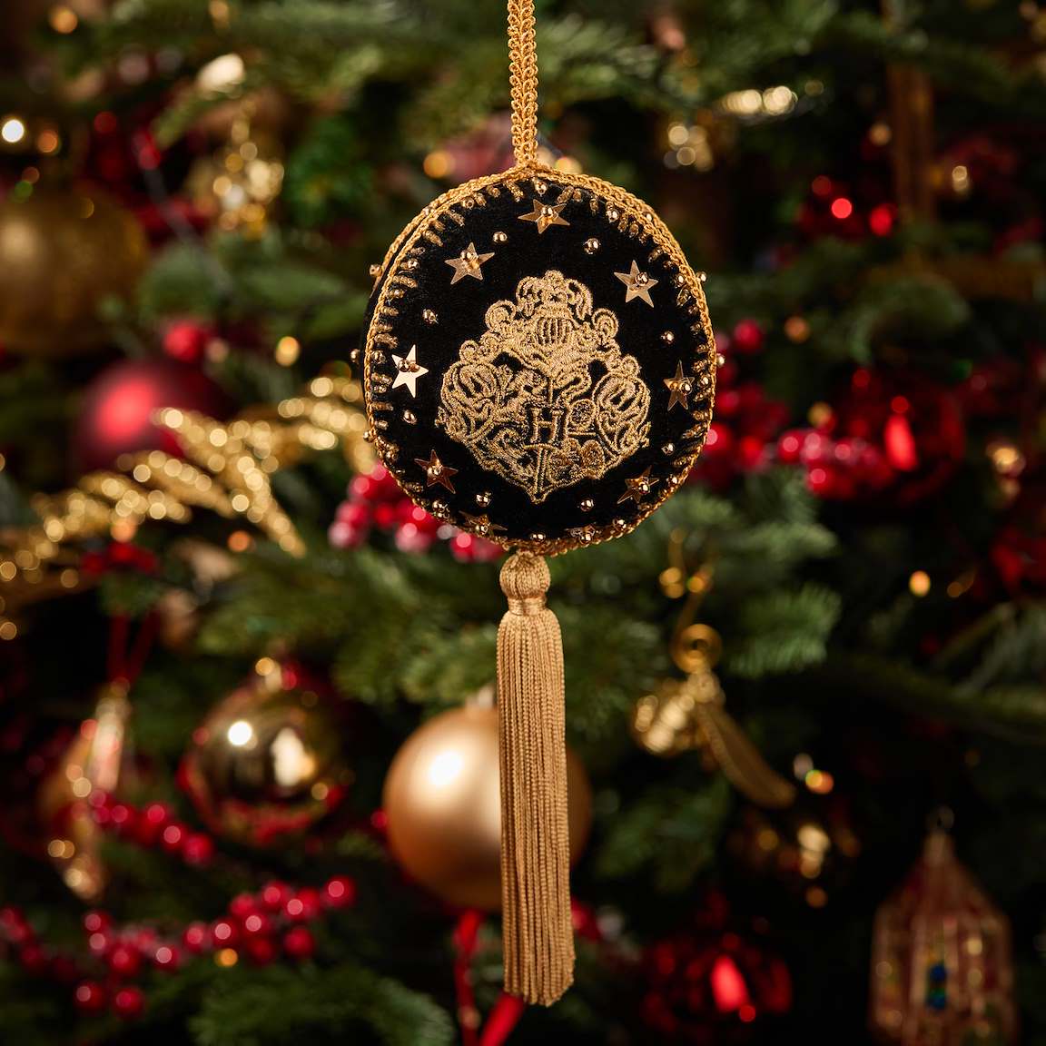 Adorno navideño de terciopelo Hogwarts