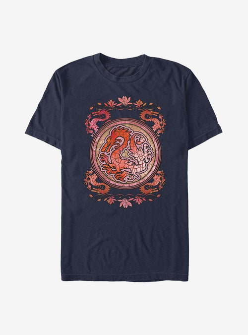 Polera Disney Mulan con diseño de vitral de Mushu