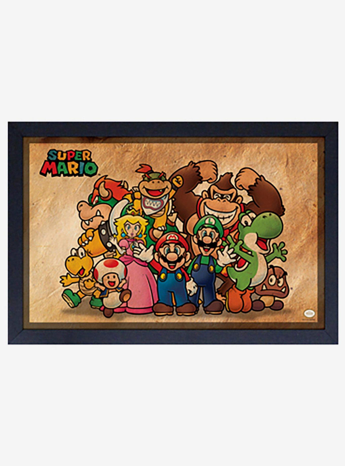 Cuadro enmarcado de Mario estilo papel antiguo