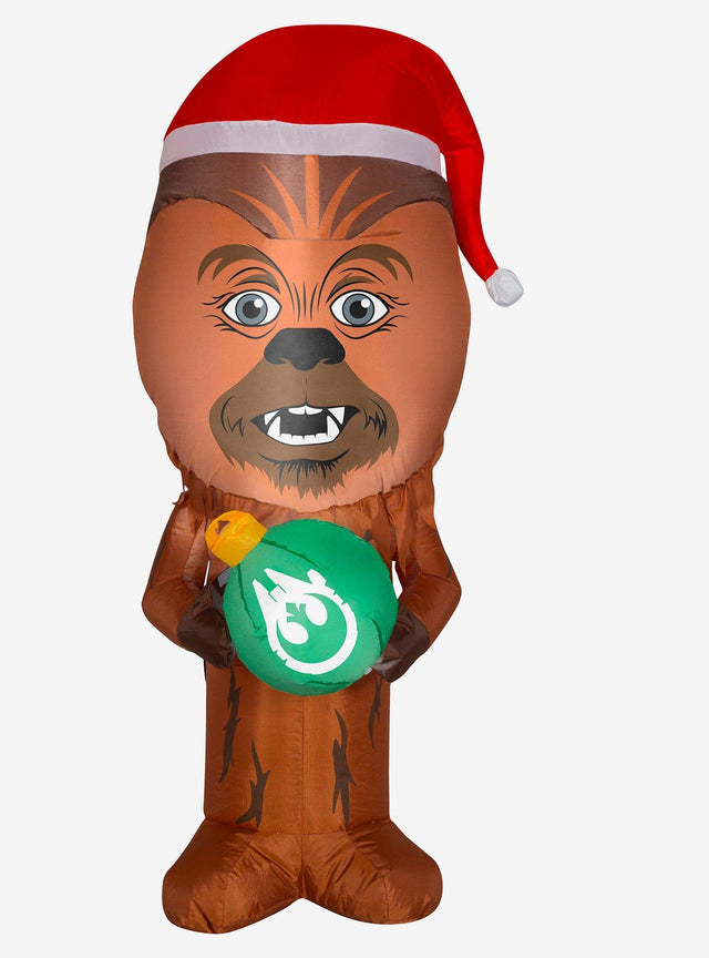 Adorno inflable de Chewbacca con gorro navideño