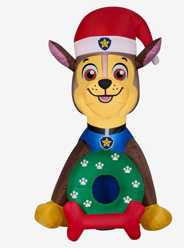 Adorno inflable de Chase de Paw Patrol con gorro navideño