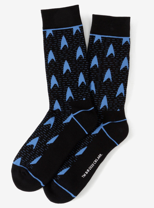 Calcetines negros Star Trek con escudos delta azules