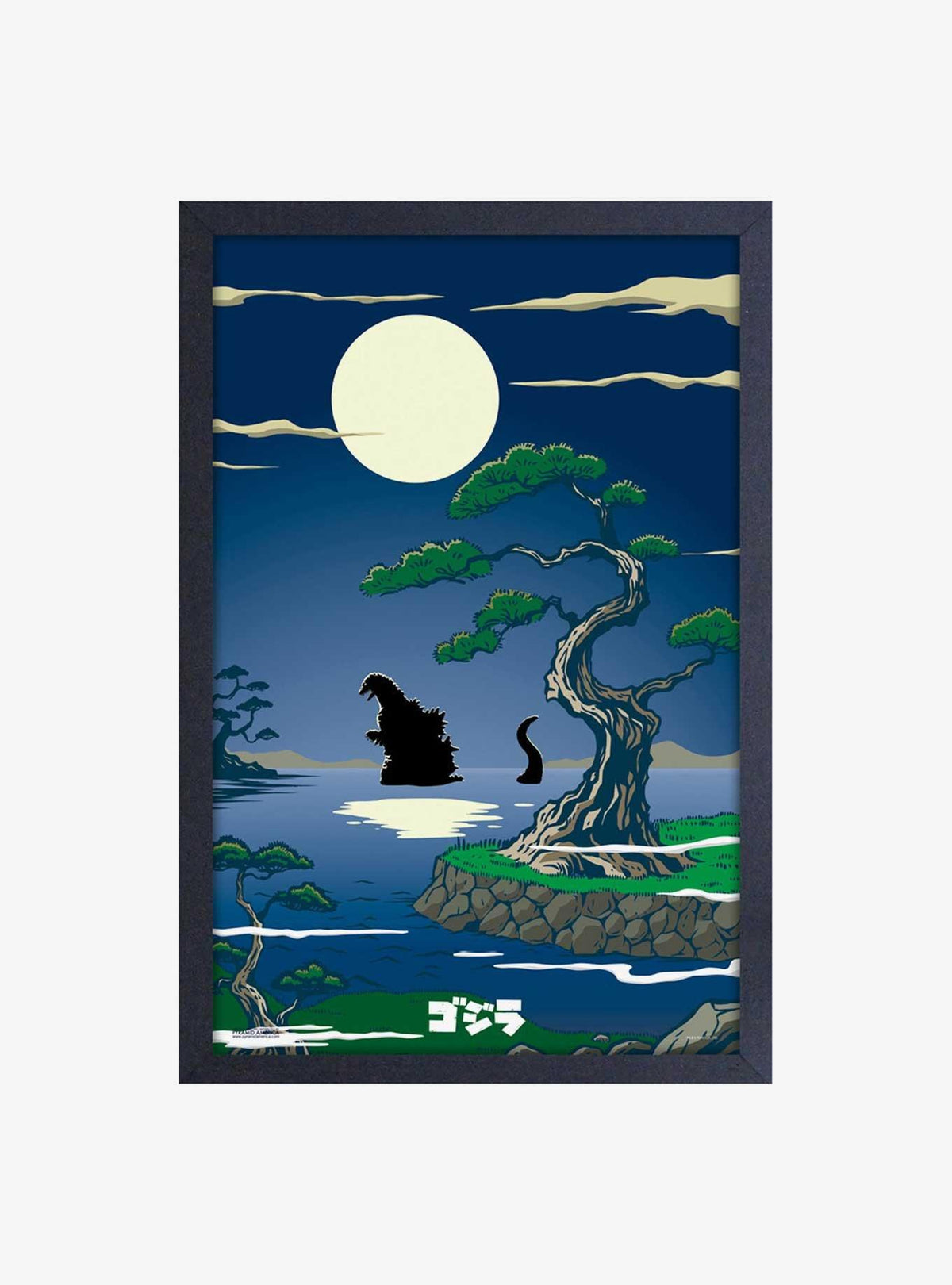 Cuadro enmarcado Godzilla y la Luna