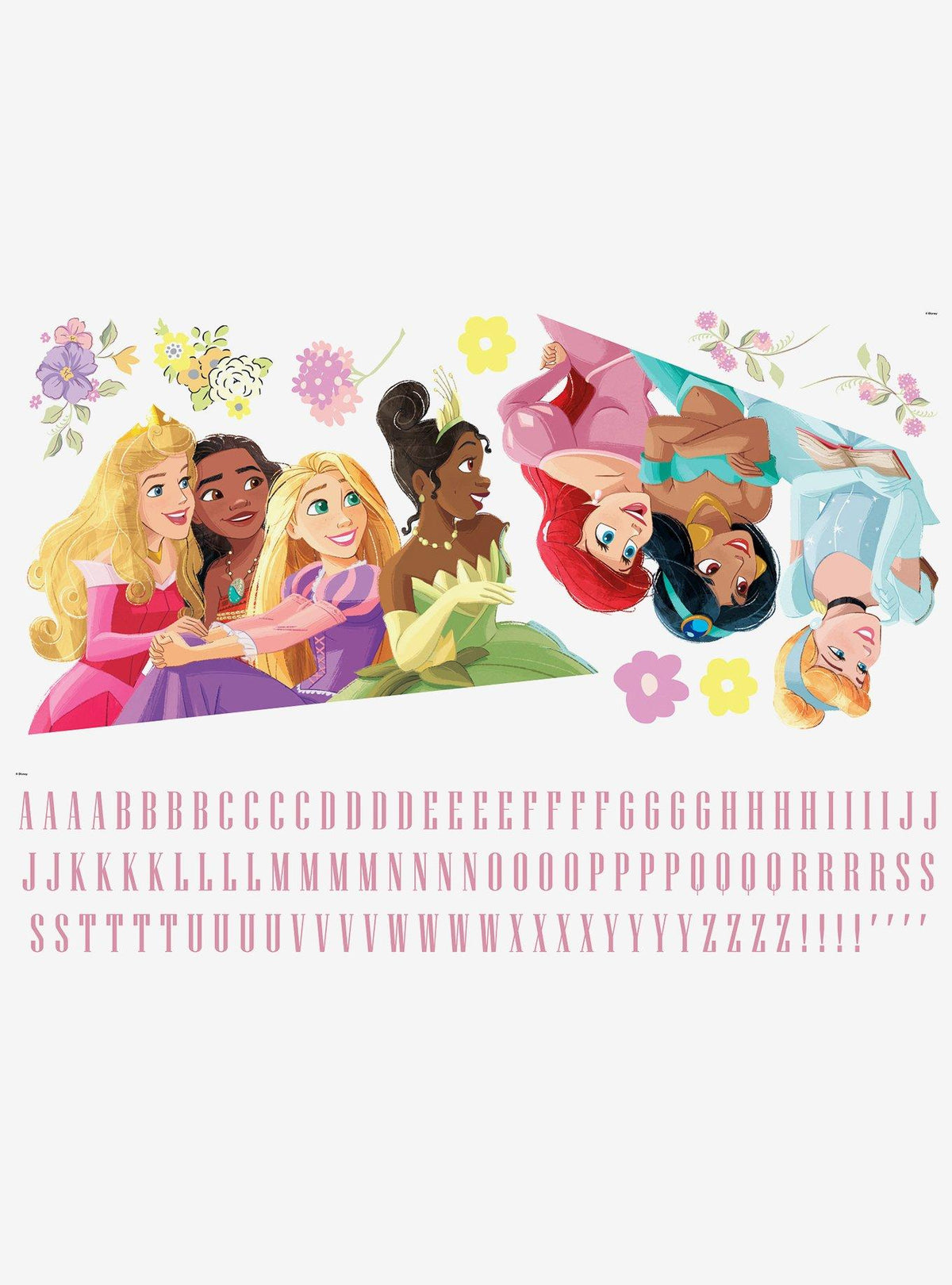 Sticker mural gigante Disney Princesses con alfabeto