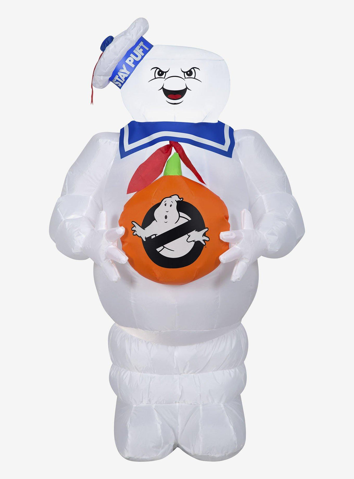 Inflable de Stay Puft con calabaza de Halloween
