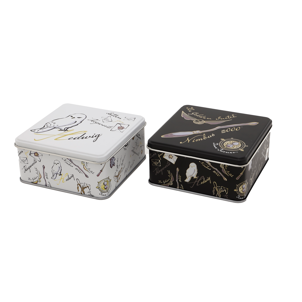 Set de 2 latas de galletas Hedwig y Nimbus 2000