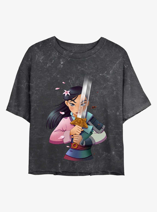 Polera corta Mulan Disney con lavado mineral para mujer