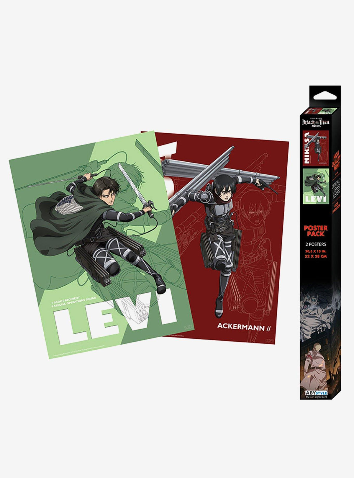 Set de 2 pósteres Attack on Titan: Mikasa y Levi