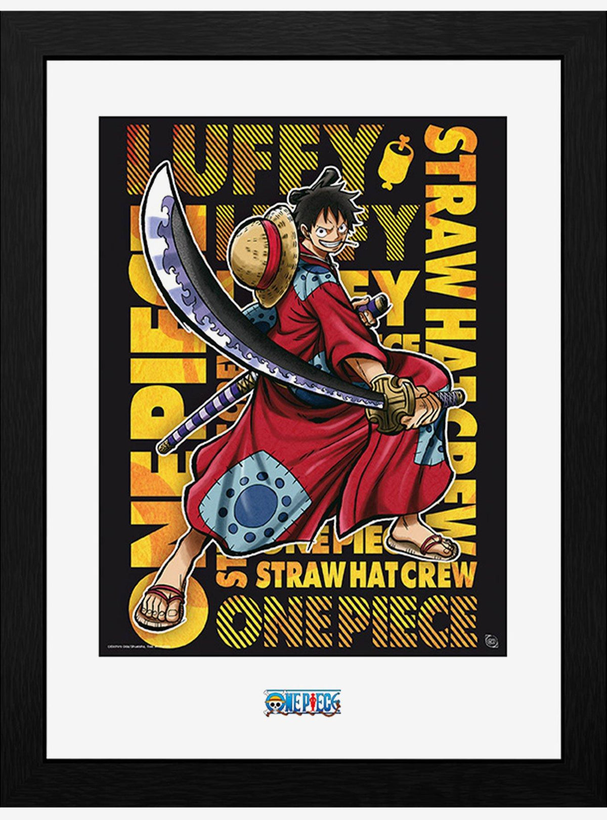 One Piece: Luffy en Wano - Póster enmarcado