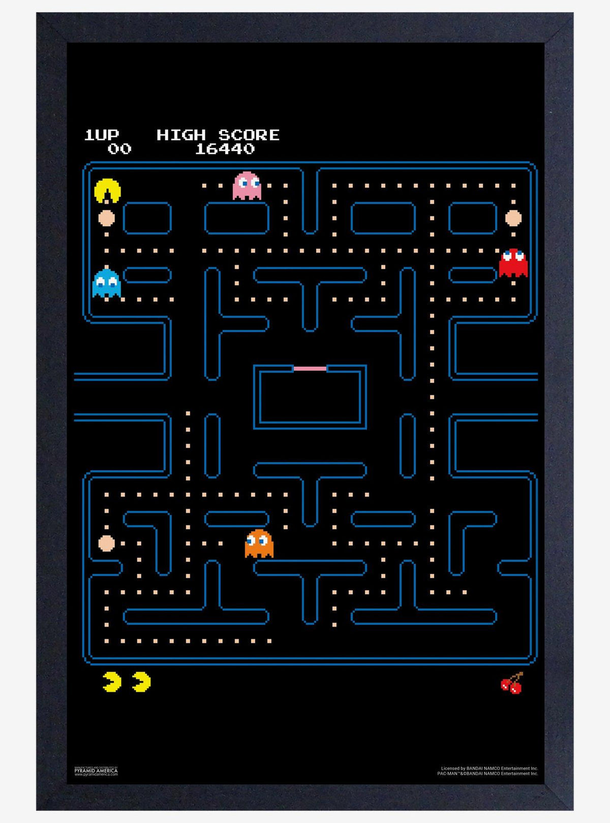 Póster enmarcado de madera Pac-Man: laberinto