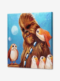 Cuadro de lona Star Wars: Chewbacca y los Porgs