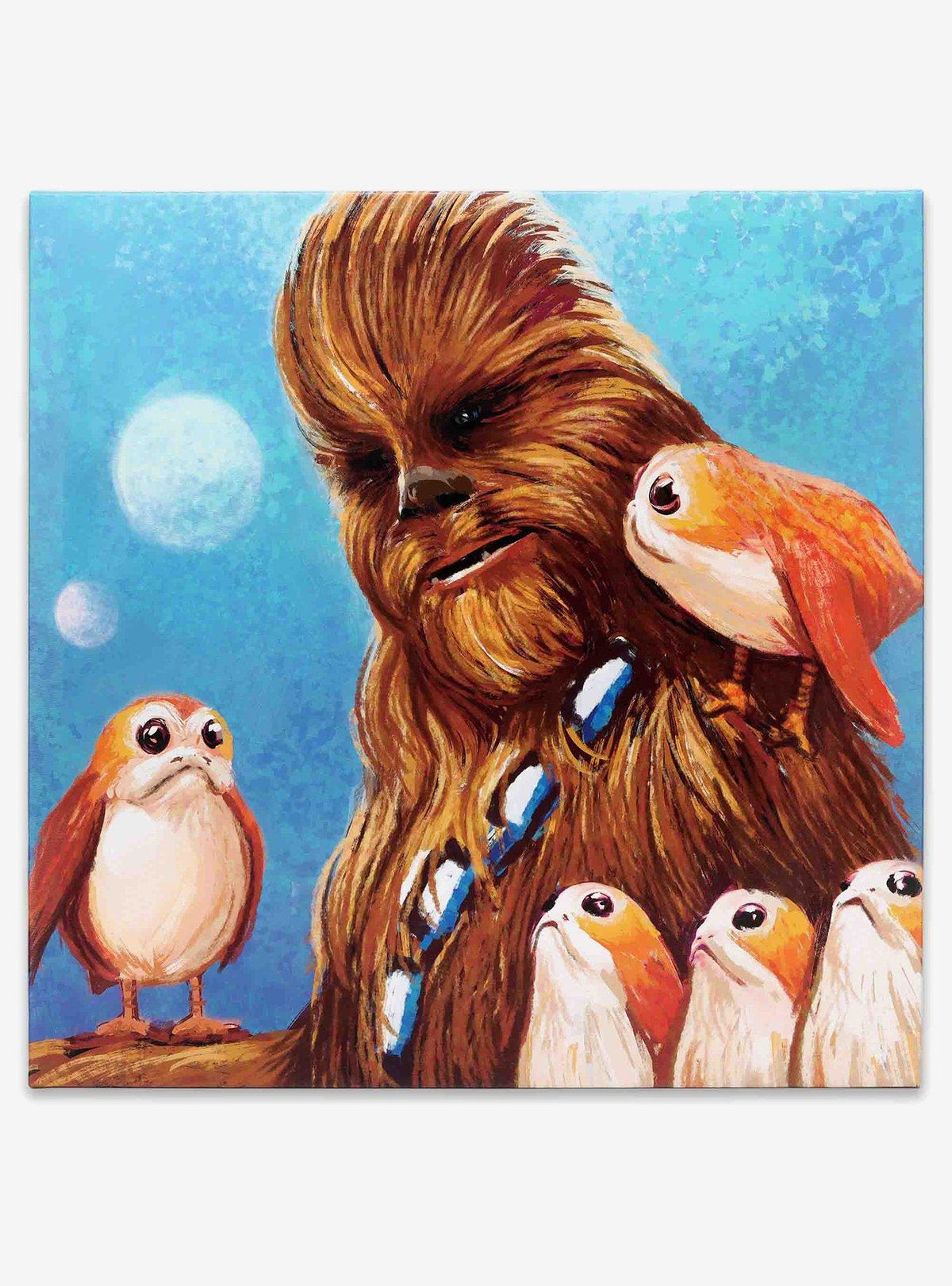 Cuadro de lona Star Wars: Chewbacca y los Porgs