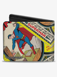 Billetera doble pliegue de Superman en pose de vuelo