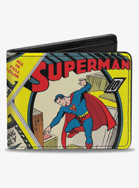 Billetera doble pliegue de Superman en pose de vuelo