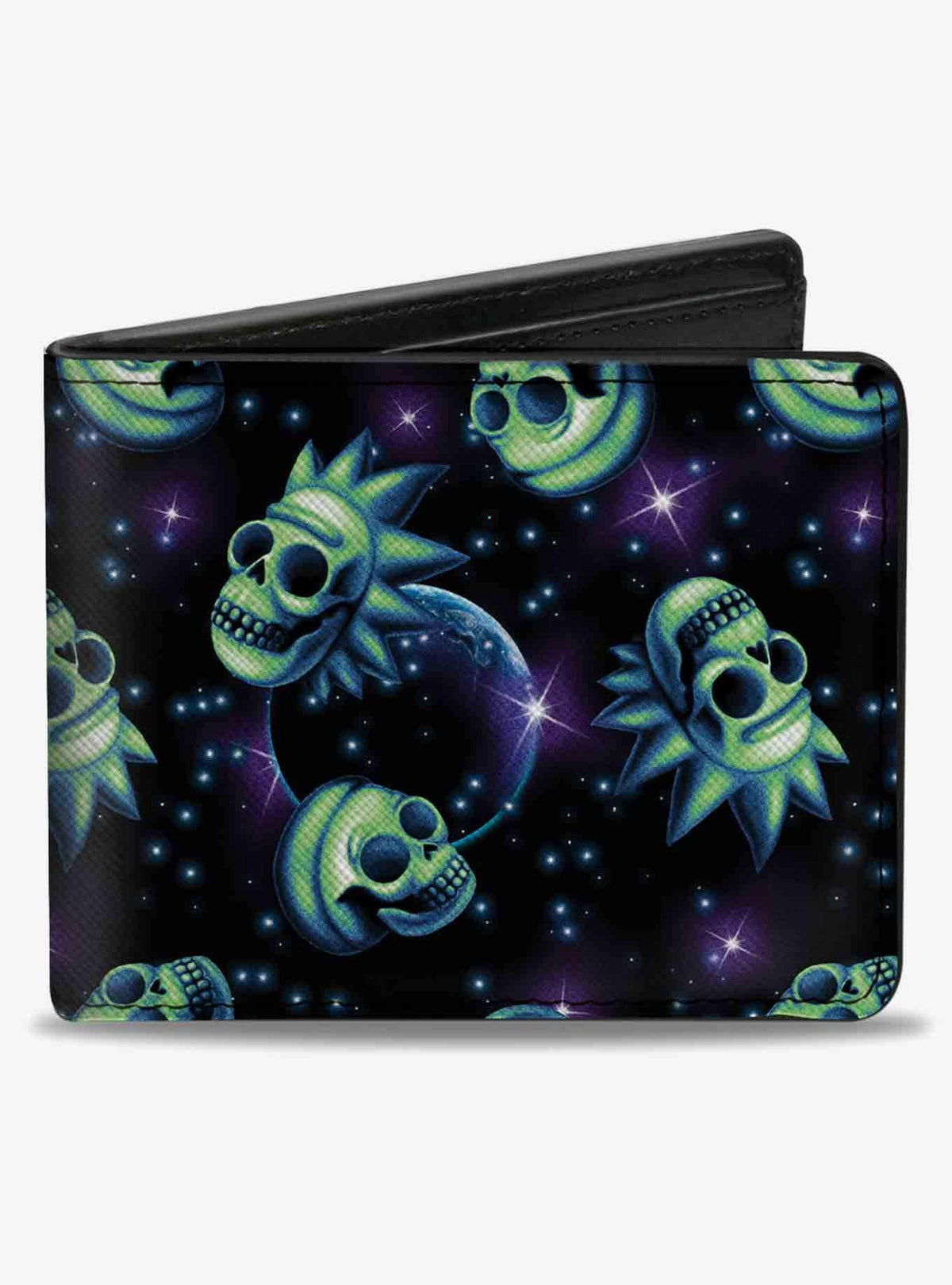 Billetera Rick and Morty: Calavera brillante en el espacio