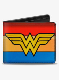 Billetera bifold de Wonder Woman con franjas