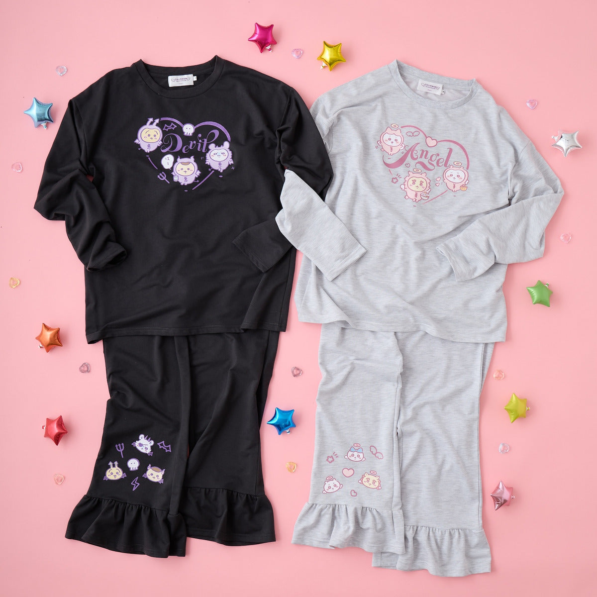 Pijama Chiikawa Ángel gris jaspeado
