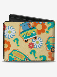 Billetera plegable Scooby-Doo con Máquina del Misterio y flores