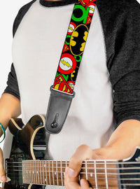 Correa de guitarra Justice League con logos apilados