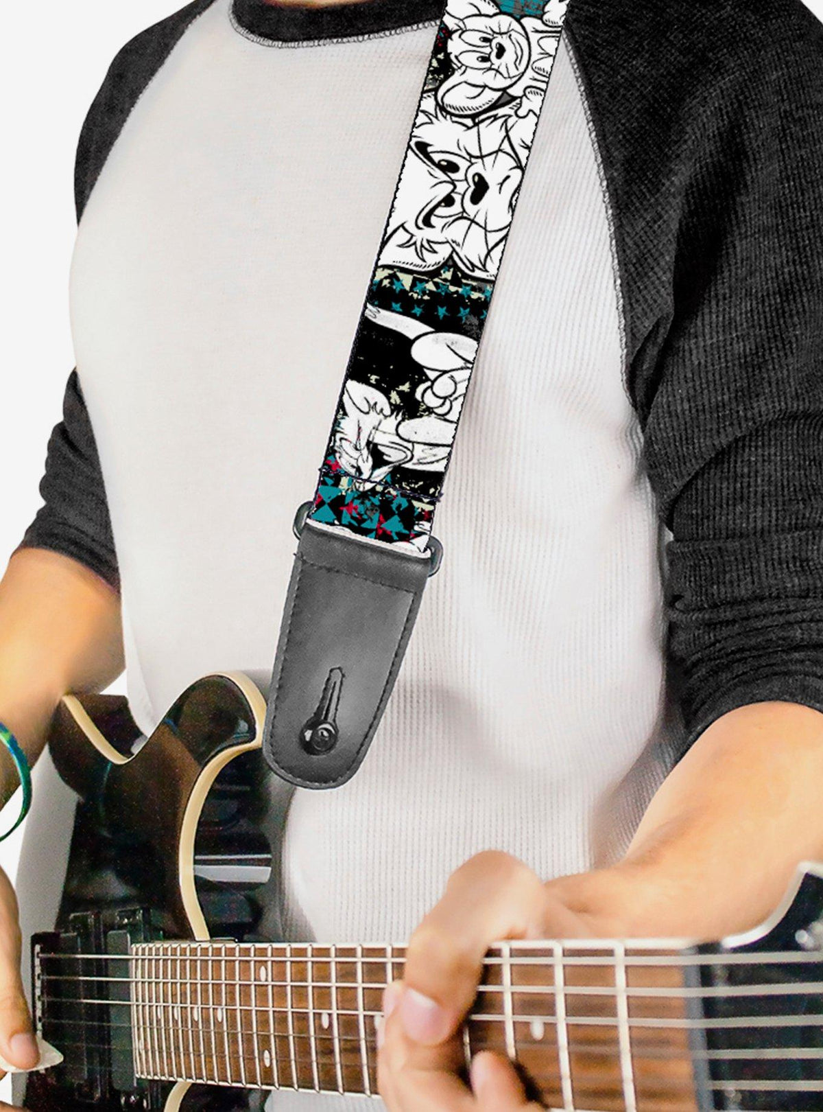 Correa de guitarra Tom and Jerry con bocetos de sus rostros