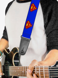 Correa para guitarra azul con escudo de Superman