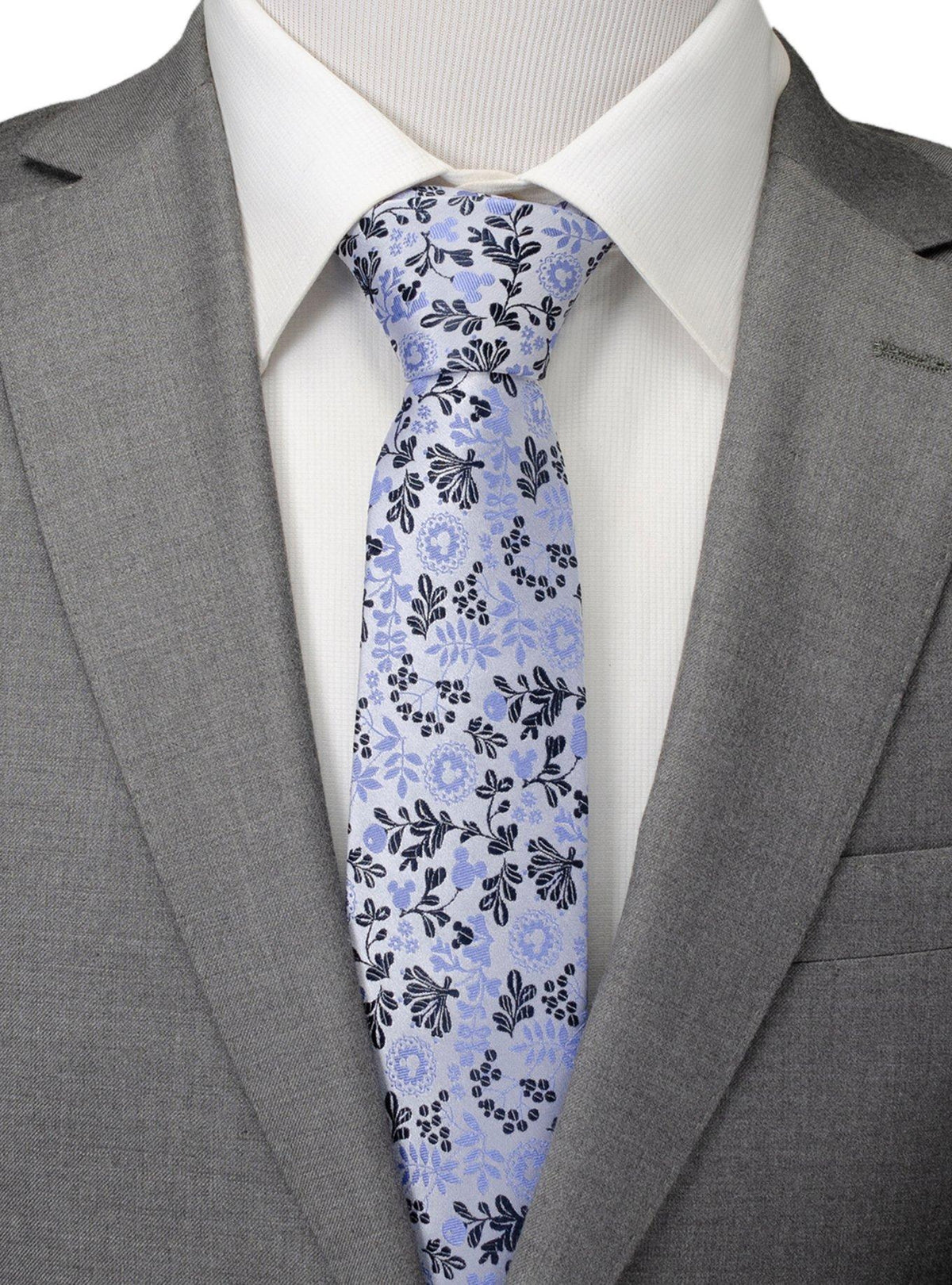 Corbata floral azul y blanca de Mickey Mouse