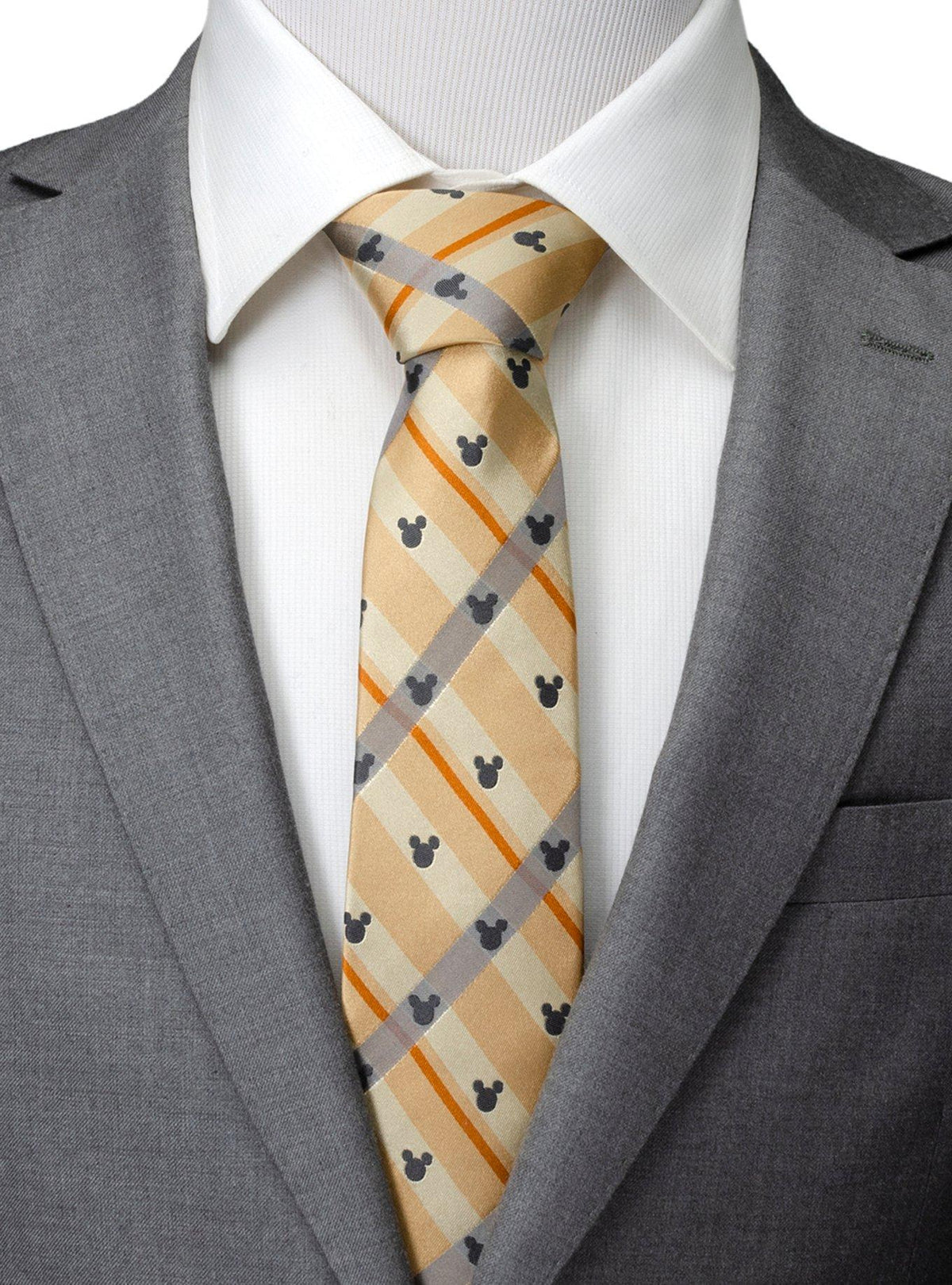 Corbata a cuadros beige de Mickey Mouse