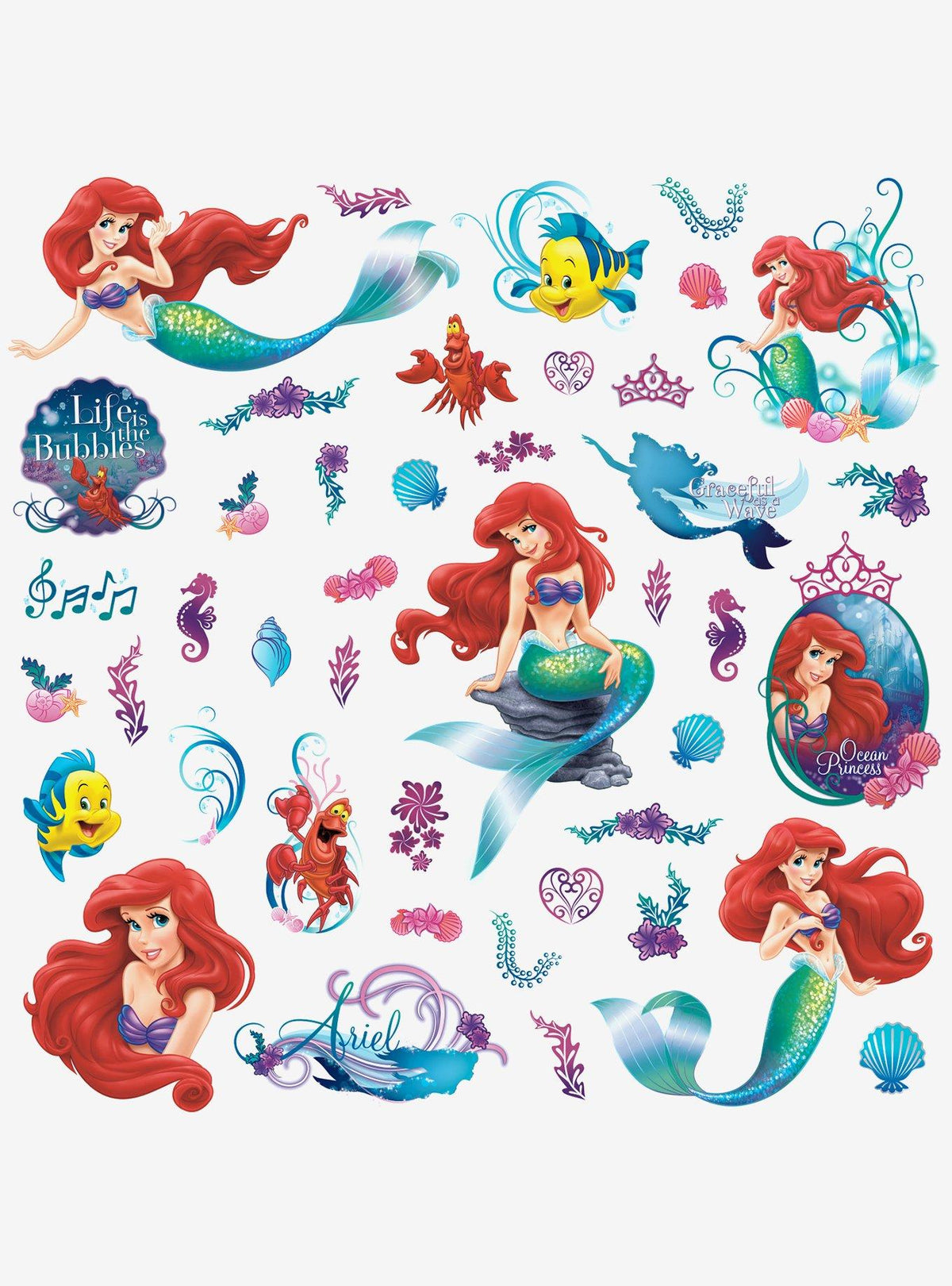 Disney La Sirenita: adhesivos decorativos para muro