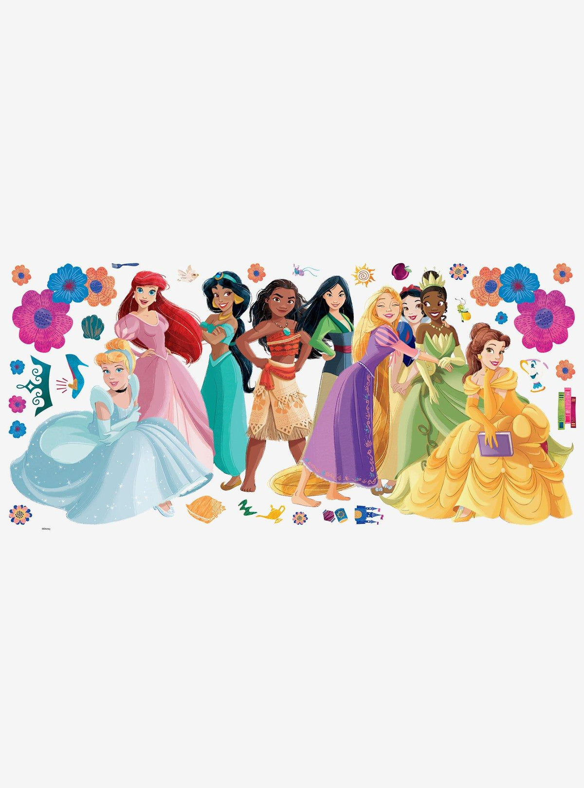 Disney Princess: calcomanías murales de flores y amigas