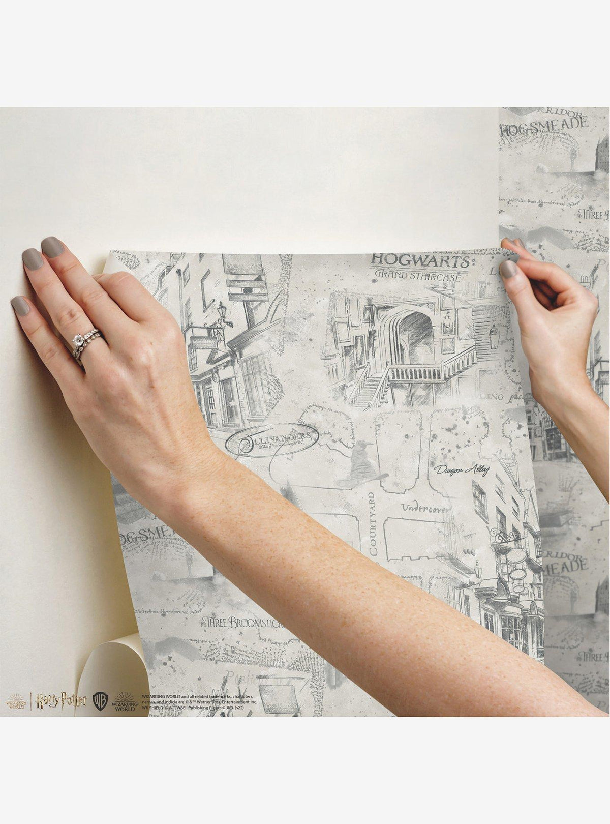 Papel mural adhesivo Harry Potter con mapa, color topo