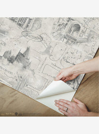 Papel mural adhesivo Harry Potter con mapa, color topo