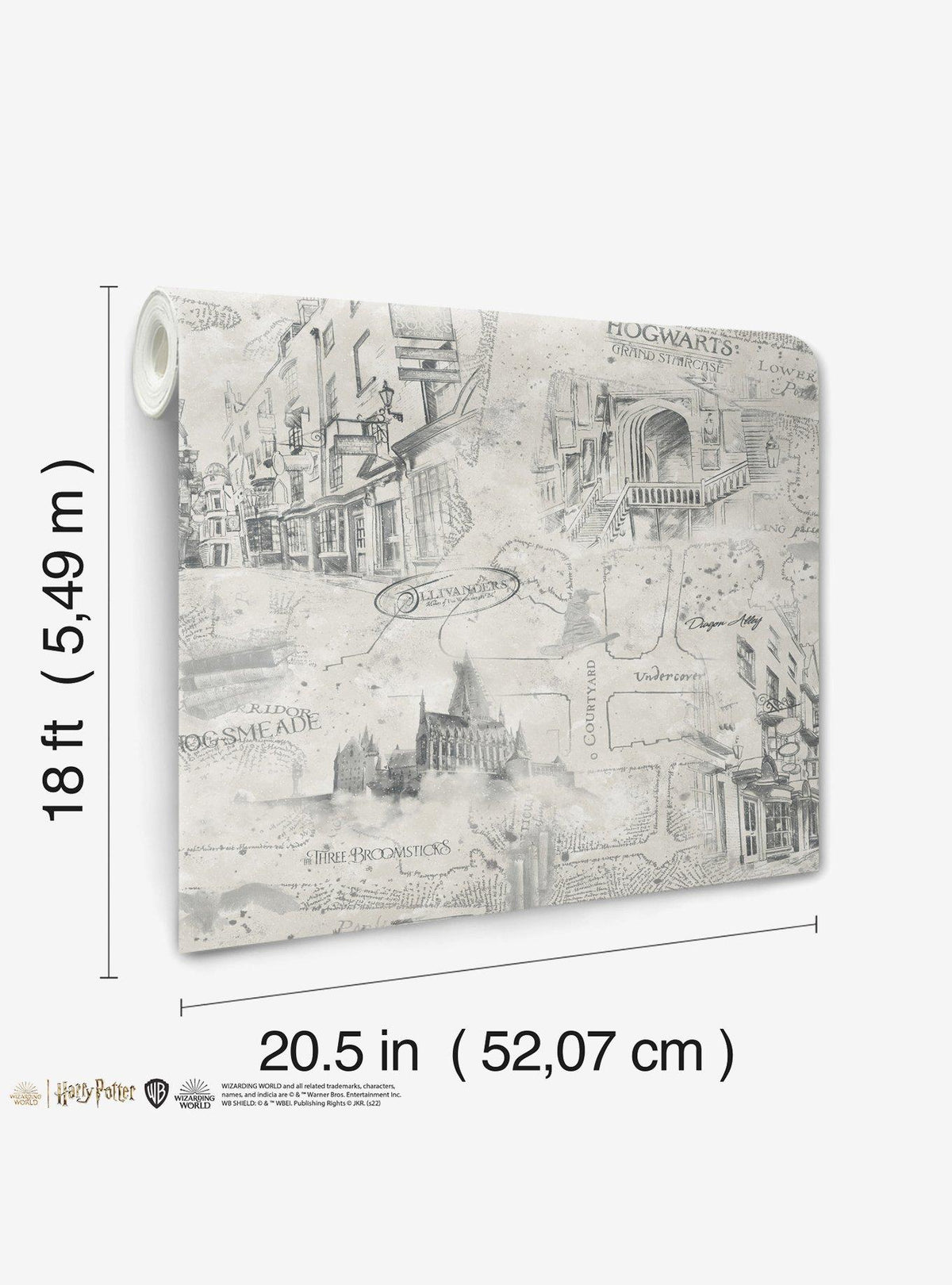 Papel mural adhesivo Harry Potter con mapa, color topo