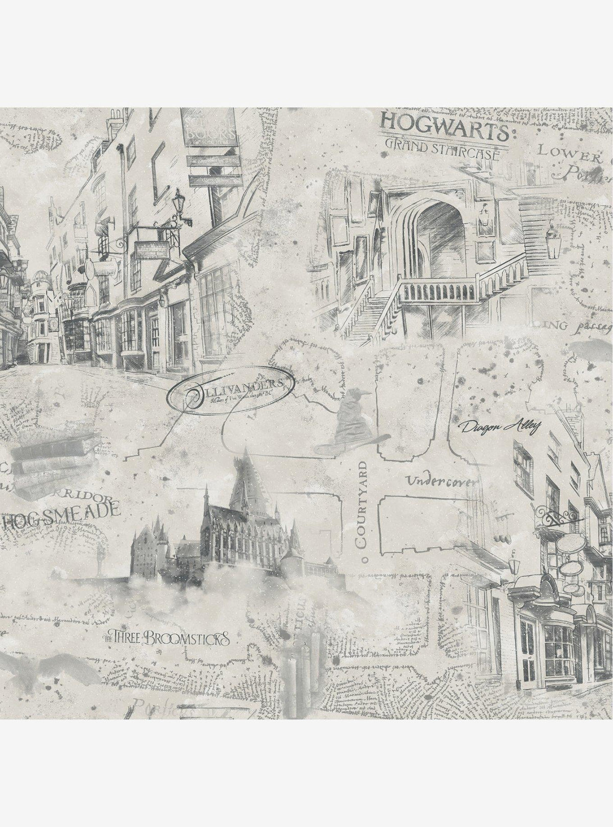 Papel mural adhesivo Harry Potter con mapa, color topo