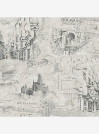 Papel mural adhesivo Harry Potter con mapa, color topo