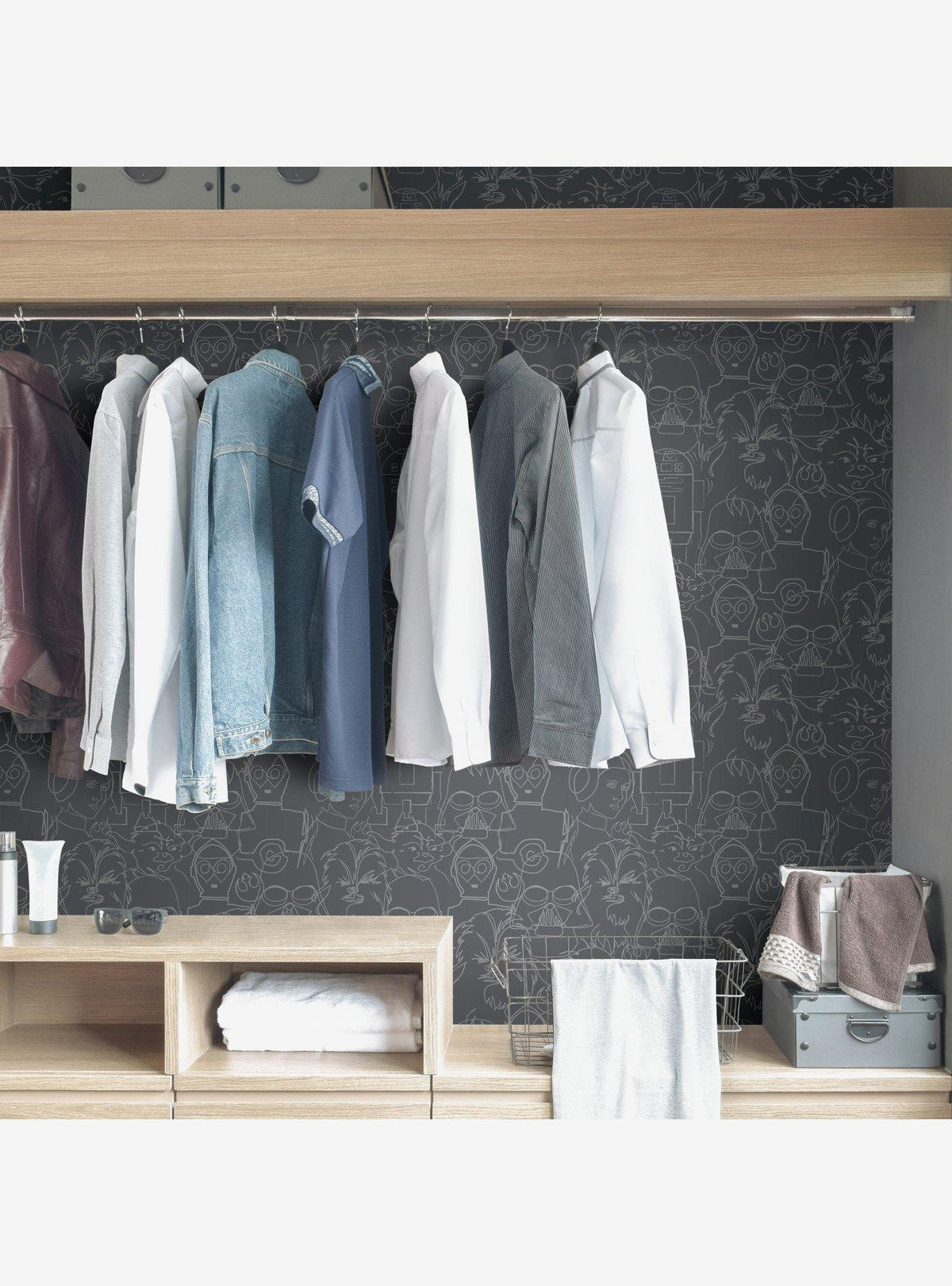 Papel mural autoadhesivo Star Wars: bocetos lineales