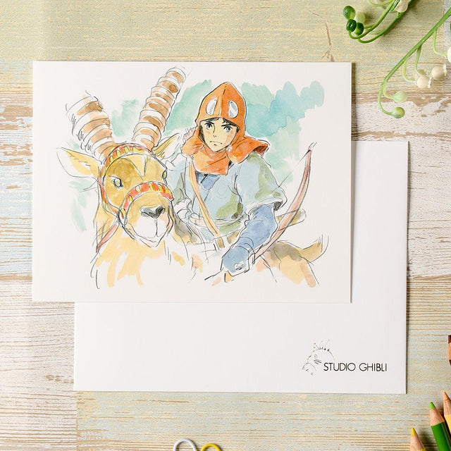 Tarjeta de saludo Princess Mononoke en acuarela
