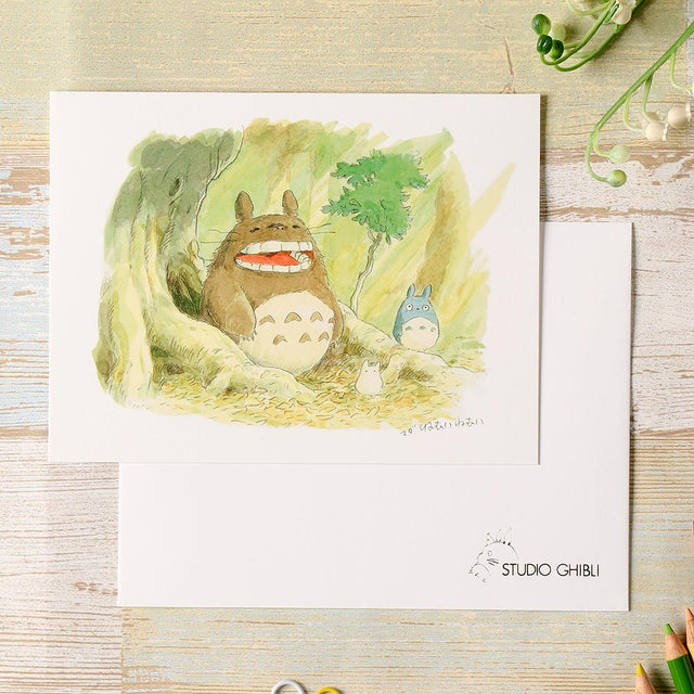 Tarjeta de saludo Mi vecino Totoro Acuarela Primavera