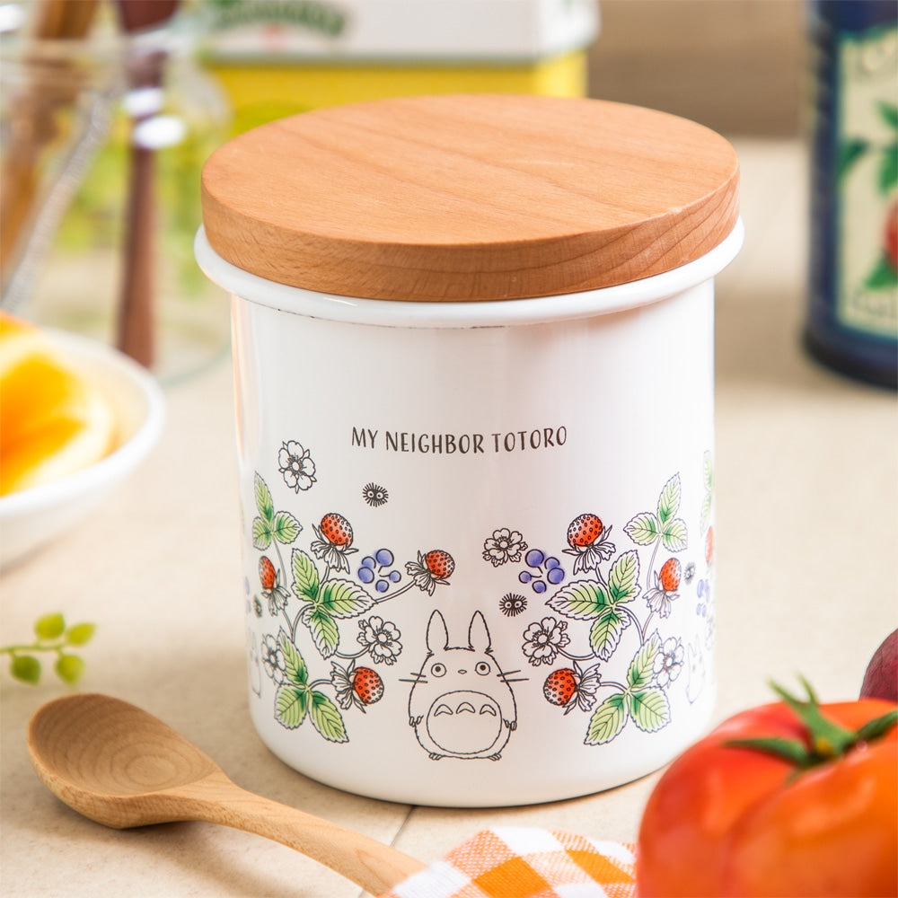 Tarro esmaltado Mi vecino Totoro con tapa de madera, 750 ml