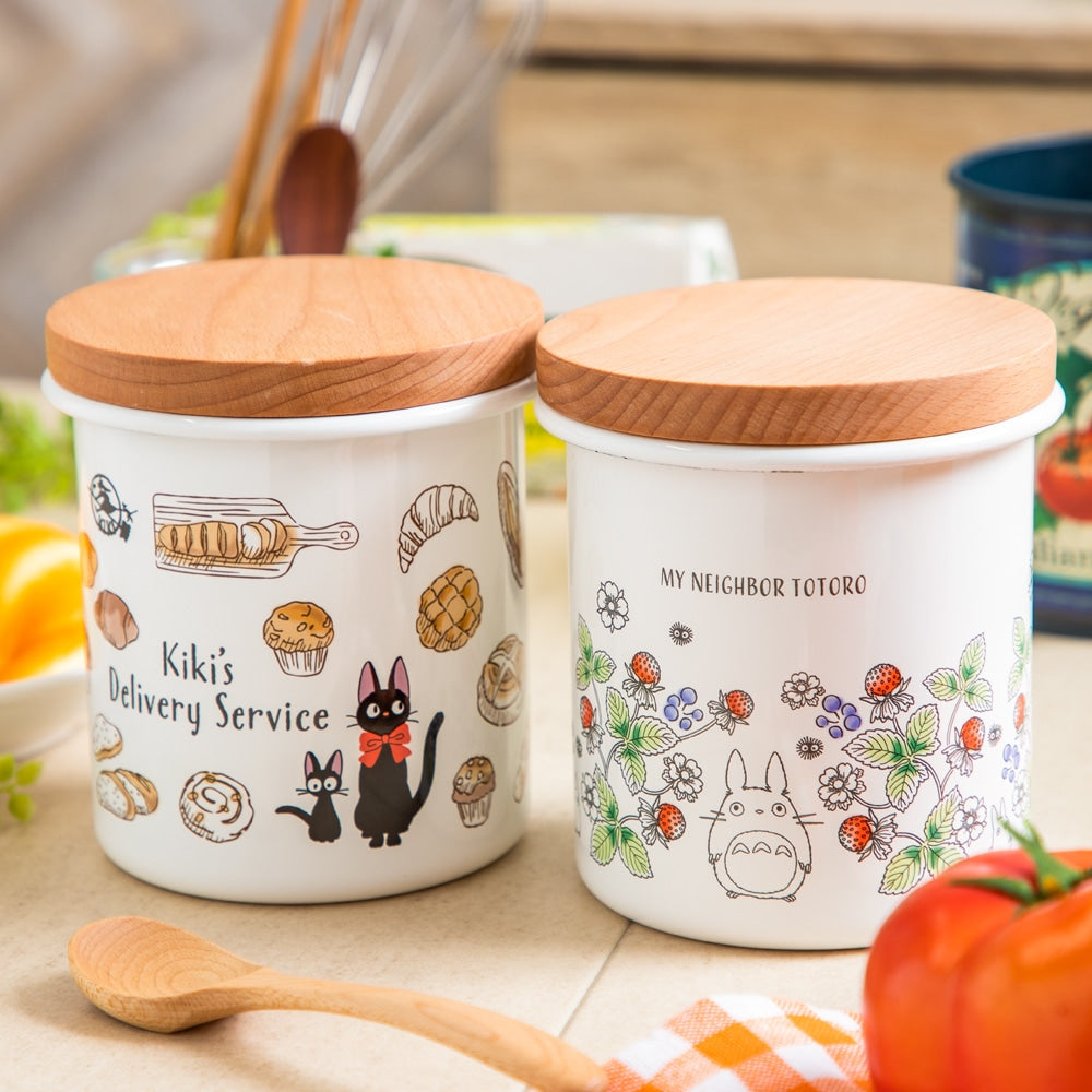 Tarro esmaltado Mi vecino Totoro con tapa de madera, 750 ml